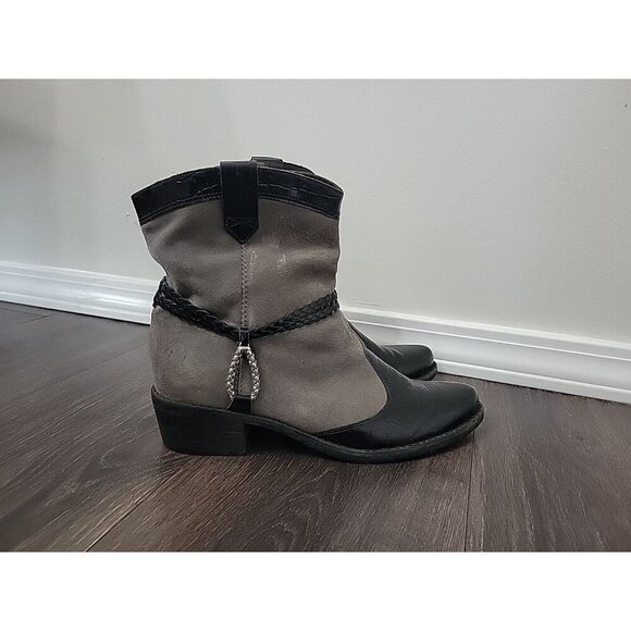 Brighton Black and Gray Ankle Boots - Picture 1 of 8